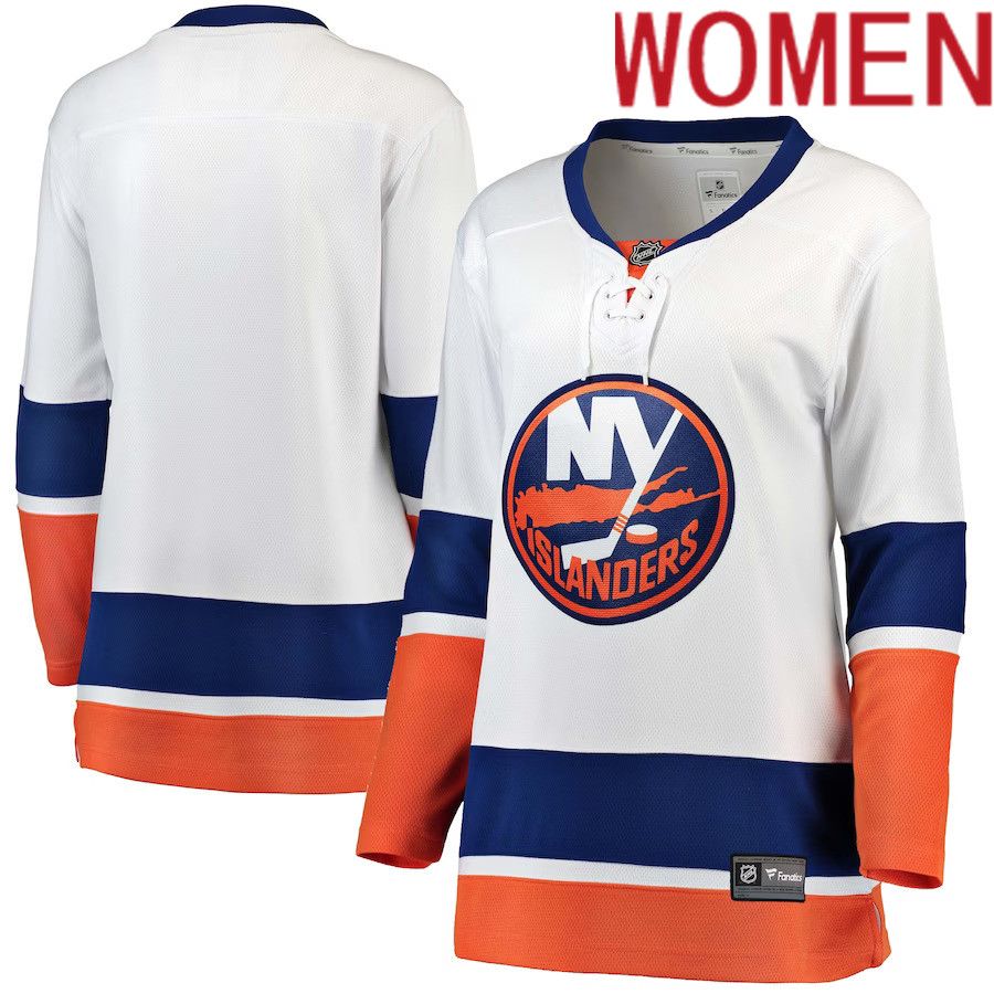 Women New York Islanders Fanatics Branded White Away Breakaway NHL Jersey->customized nhl jersey->Custom Jersey